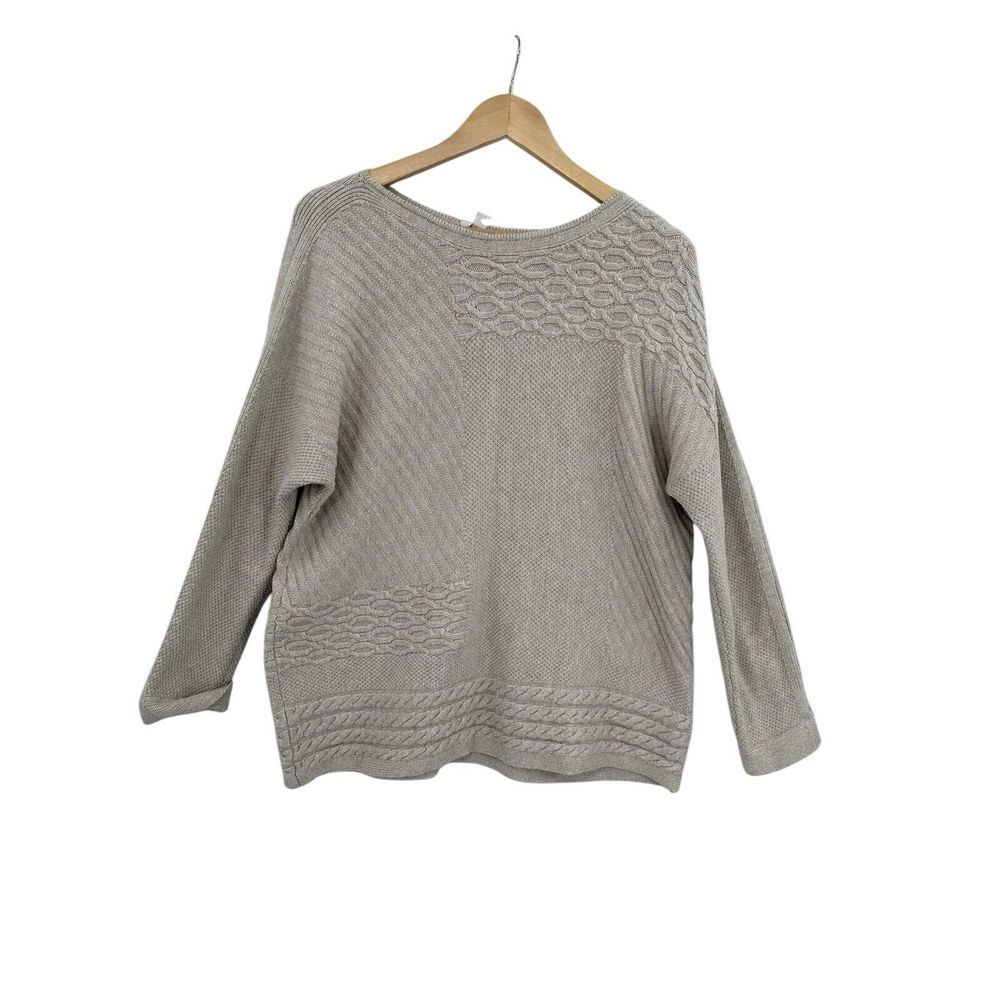 J.‎ Jill Sweater Women's Sz L Minimalist Neutral Simple Textured Knitwear Mature